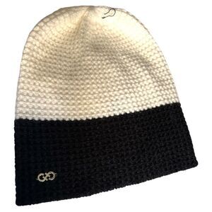 COLE HAAN Black and White Split Beanie NEW